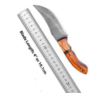 Cuchillo de Camping de Acero de Damasco Hecho a Mano Personalizable al por Mayor, Hoja de Espiga Completa, Punta de Caída, 8 cm de Longitud Total, Servicio OEM, 3 Años - Product Image 2