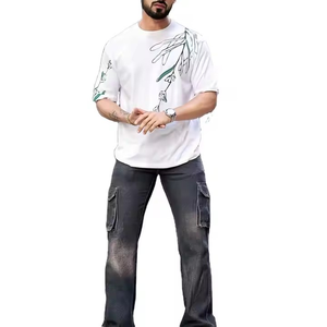 Nueva llegada tendencia moda gran tamaño gota hombro camiseta personalizada calidad impresión camisetas 3D bordado Logo impresión camisetas - Product Image 4