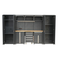 Armoire de rangement d'outils de garage en acier SPCC robuste sur mesure avec tiroirs verrouillables, panneau perforé et établi OEM ODM