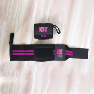 Attelle de poignet de levage en coton noir QST International WR-1028, marque privée, fermeture à boucle et crochet, soutien élastique professionnel - Product Image 4