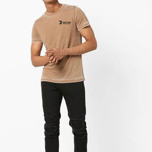 Último estilo de algodón para hombre, camiseta de lavado ácido, Camiseta estampada de corte holgado para hombre, camiseta de manga corta para verano - Product Image 4