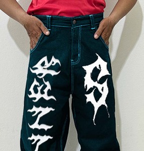 Pantalones de chándal acampanados negros informales para exteriores para hombre, pantalones holgados apilados de gran tamaño con logotipo personalizado, lavados - Product Image 3