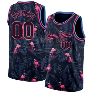 Maillot de basket personnalisé avec nom d'équipe, sublimation, maille respirante, dégradé bleu, col rond, sans manches, unisexe, adulte - Product Image 3