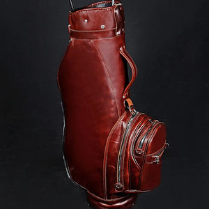 Limited Reddish Brown Color Handmade Leather Golf Bag <b>Stand</b> Personalization LGB-0029 - Product Image 1
