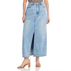 Gonna in denim di cotone casual Blanknyc con bottoni decorativi, spacco frontale, blu, taglia 26, lunghezza media, modello a tubino dritto per l'estate - Product Image 1