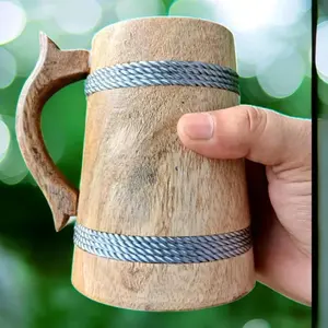 Taza de madera de estilo europeo para el hogar, taza de café de uso diario, taza de madera de mango de la mejor calidad con empuñadura para uso personalizado en el hogar - Product Image 2