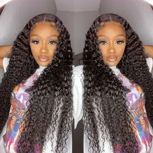 Factory Price Swiss 13X4 Hd Lace Frontal Wig Pre Plucked Brazilian Deep Curl Wig With Black Women 100% Human Hair Lace Front Wig