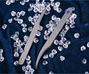 Pinzas para extensiones de pestañas con agarre de diamante, pinzas para pestañas con logotipo personalizado, pinzas de alta calidad con embalaje personalizado - Product Image 4