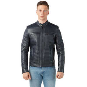 Veste en cuir véritable vintage pour homme, service OEM, personnalisable, coupe-vent, respirante, tissu tricoté, décoration en fourrure, classique - Product Image 1