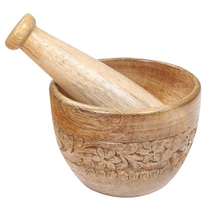 Mortero y Maja de Madera Hechos a Mano con Nuevo Diseño, Mortero de Madera para Especias y Hierbas, Precio al por Mayor, Mejores Accesorios - Product Image 3