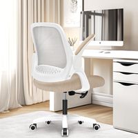 Silla de Oficina Ergonómica OEM con Malla y Reposabrazos Abatibles, Color Beige, Ajuste de Altura, Giro de 360° °   Base Giratoria y con Ruedas para Tocador o Estudio