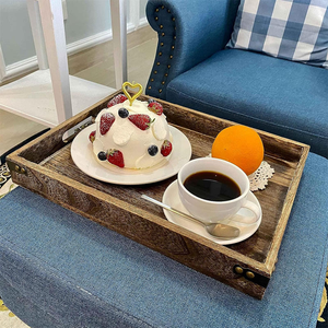Bandeja grande de madera para servir con asas, bandeja rectangular para servicio de desayuno, patrones de bandeja de café, servir alimentos, bebidas, 2024 - Product Image 3
