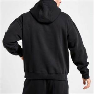 STREET <b>FLEECE</b> OVERHEAD <b>BLACK</b> ZIPPER-UP HOODIE PREMIUM HEAVYWEIGHT COTTON STREETWEAR OVERSIZED CASUAL AUTUMN EMBROIDERED MEN - Product Image 2