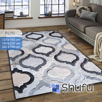 Tapis rectangulaire moderne Shufu indispensable pour la maison, fabriqué à la machine, en flanelle, antidérapant, anti-allergique, lavable, abstrait, en polyester, moyen