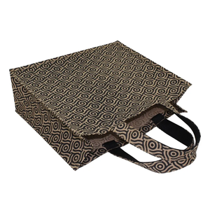 Bolsa de compras de arpillera de yute teñida impresa biodegradable y personalizada ecológica con mango automático - Product Image 3