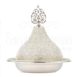 Swarovski pietra zucchero ciotola Dragee titolare delizia turca metallo cupola argento - Product Image 1