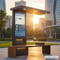 Banc intelligent à énergie solaire avec écran publicitaire LED |   Sièges publics à coût d'électricité zéro |   Banc de jardin en acier résistant aux intempéries IP65