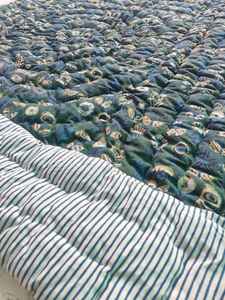Indian Handmade Block Print Quilt Quilted Razai Boho Reversible Bedding Bedroom Decor - Product Image 3