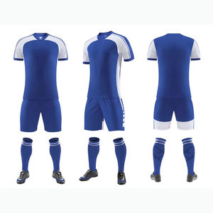 High Quality Custom Youth Soccer Uniforms Blue <b>White</b> Replica Vintage <b>Football</b> Referee Jersey Quality Team Sets - Product Image 4