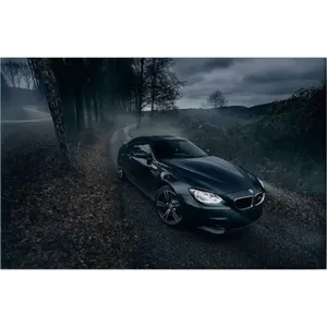 Impression sur toile de Fida Black BMW M6 sur route forestière brumeuse - Product Image 6