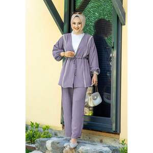 Kimono Aerobin Conjunto de 2 Piezas para Mujer Hijab Gris - Product Image 4