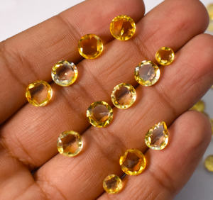 Natural Citrine Round <b>Rose</b> cut Faceted Loose Gemstone 6 mm - 8 mm 84.35 Cts Wholesale Lot 86 Pieces - Product Image 5