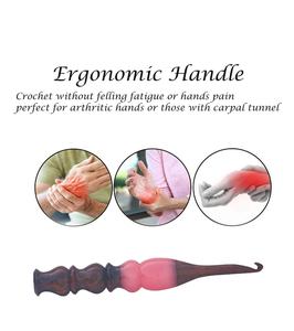 Crochets en résine époxy faits à la main Mélange de bois Aiguille à crochet ergonomique Poignée souple différente Armure de fil artisanal Meilleur cadeau - Product Image 2