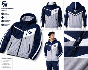 <b>Men's</b> Hooded <b>Racer</b> <b>Jacket</b> Navy Gray Color Blocking Windproof Zipper Closure Sporty Casual Summer Spandex/Polyester Shell - Product Image 6