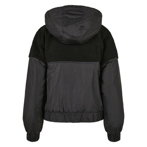 Veste à capuche en polaire et nylon noire pour femmes, demi-zip, pull à manches longues, vêtement d'extérieur chaud, décontracté, sportif, confortable, pour l'hiver et l'automne - Product Image 6