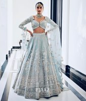 LEHENGAS DUPATTA FABZONE DESIGNER GUJARATI CASUAL en Soie Georgette Style Indien pour Femme, en Organza Chinois Lourd et Doux avec Broderie de Paillettes