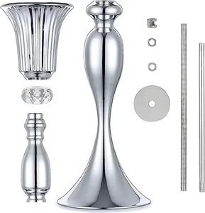Ensemble de 3 vases à fleurs en métal finition or de luxe avec accent en cristal, parfait pour la décoration de table, le style d'événements et l'affichage à domicile - Product Image 5