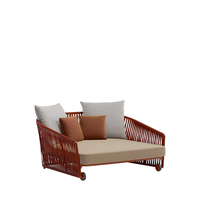 Lit de repos à assise profonde, corde tissée sur cadre en aluminium, pour piscine avec coussin étanche, qualité commerciale