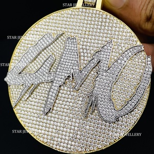 Pendentif avec logo Moissanite personnalisé, Pendentif avec logo personnalisé Moissanite VVS, Pendentif Moissanite personnalisé, Pendentif Moissanite Hip Hop en argent - Product Image 2