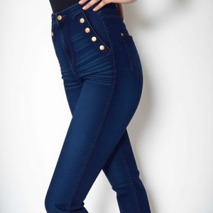 Jeans en jean taille haute pour femmes Sexy mignon lavable confortable respirant séchage rapide courbe améliorant teint uni - Product Image 4