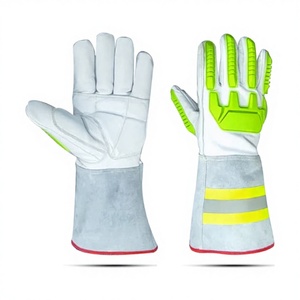 Guantes de seguridad de piel de cabra con banda reflectora, resistentes a cortes y impactos, con puño largo, para conductor, venta al por mayor 2026 - Product Image 1