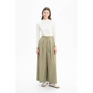 Khaki <b>Plus</b> <b>Size</b> High Waist Wide Leg Canvas <b>Parachute</b> Skirt Trousers - Product Image 1