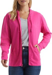 Vente en gros de sweat-shirt à capuche zippé confortable et décontracté de couleur unie à manches longues et col rond pour femmes 100% coton au meilleur prix - Product Image 2