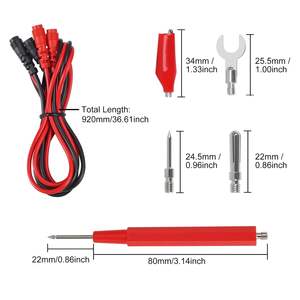 Kit de 16 fils de test pour multimètre en cuivre isolé PVC, ensemble de fils de test de remplacement + pinces crocodiles, fiches banane, sondes 100 cm 1000 V - Product Image 2
