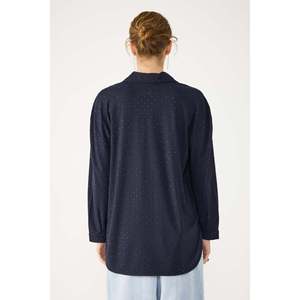 Blusa Casual Brillante con Cuello Redondo y Mangas Cortas, Logotipo en el Frente, Material Viscosa/Poliéster - Product Image 5