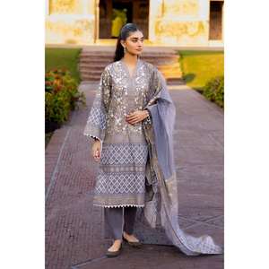 Traje de Verano Casual de 3 Piezas en Corduroy Gris con Estampado a Bloques para Mujer - Product Image 6