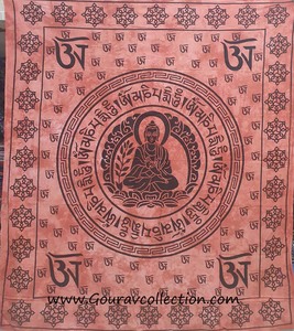 Tapiz POTLY con Estampado de Buda y Mantra, Decoración Bohemia para Pared, Impresión Digital, Hecho a Medida, Sábana de Algodón para Dormitorio - Product Image 4