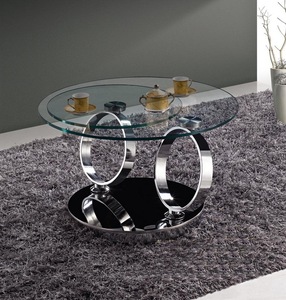 Tavolino da Caffè Moderno in Acciaio Inossidabile e <span class=keywords><strong>Vetro</strong></span> Temperato con Design <span class=keywords><strong>Rotondo</strong></span> Elegante <span class=keywords><strong>per</strong></span> Soggiorno, Appartamento e Casa Contemporanea - Product Image 1