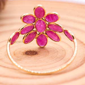 Quý Tự Nhiên Hình Bầu Dục Cắt <span class=keywords><strong>Ruby</strong></span> Đá Quý 18K Rắn Vàng Vàng Handmade Phụ Nữ Nhẫn Trang Sức Cho Bán Buôn - Product Image 3