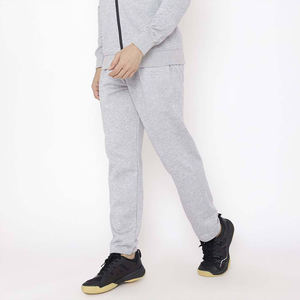 <b>Men</b> Light <b>Grey</b> Casual Tracksuit Set <b>Zip</b> <b>up</b> Jacket with Red Stripe Matching Pants 100% Cotton Fleece Athletic Two Piece Outfit - Product Image 5