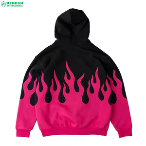 Sweat-shirts à capuche unisexe en coton épais 100% avec logo personnalisé, 500 GSM, grammage lourd, bas de coupe brut, imprimé, streetwear, molleton vierge, style français - Product Image 2
