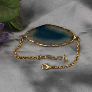 Pulsera brasileña con cuentas de latón y ágata con chapado en oro, joyería fina de 8 pulgadas de longitud - Product Image 4