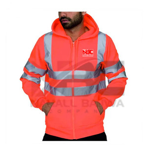 Sweat-shirt à capuche en coton pour hommes, avec fermeture éclair, réflecteur haute visibilité, sécurité, travail d'hiver, pour la construction routière - Product Image 5