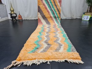 Alfombras de corredor marroquíes tejidas a mano modernas multicolores con diseño bereber de borla alfombras de corredor de felpa para decoración del hogar - Product Image 4