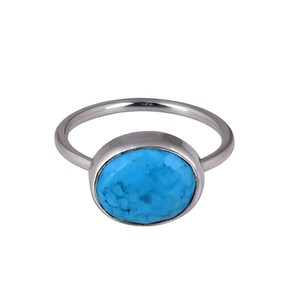 Oval shape Natural <b>Turquoise</b> Gemstone Solid 925 Sterling Silver <b>Ring</b> Fashionable <b>Ring</b> For Wedding Gift or Party For Unisex. - Product Image 4