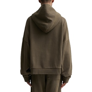 Top muesca hombres 100% algodón de gran tamaño gota hombro Streetwear peso pesado pulóver en blanco Vintage lavado hombres Crop Hoodie - Product Image 4